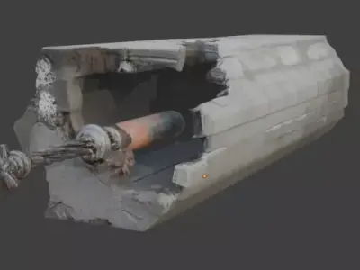 Urban Fallen Column 3D Model Low-poly 3D model