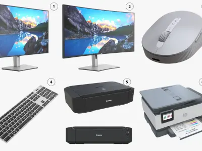 Office equipment furniture accessories collection 3D model