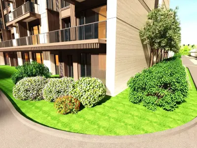 City Block with Parking and Electric Chargers 3D model