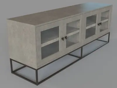 Olivia Faux Shagreen Media Console 3D model