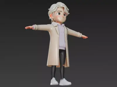Cartoon Korean Style Boy 3D Model Rigged Character Low-poly 3D model