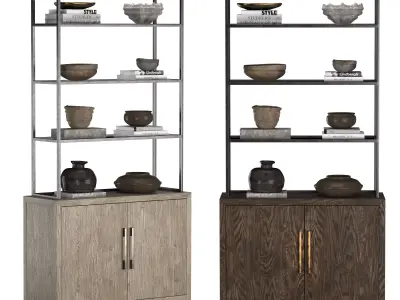 FRENCH CONTEMPORARY  DOUBLE-DOOR-OPEN-SIDEBOARD-HUTCH 3D model