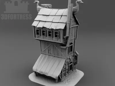 Cartoon building 3D print model
