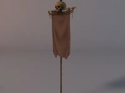 Skull banner Low-poly 3D model