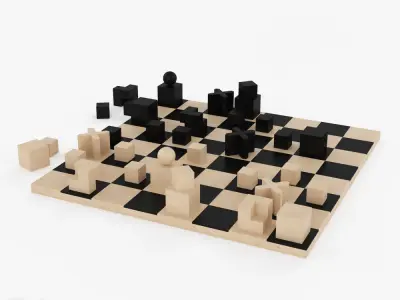 Chess game Bauhaus Schachfiguren Free 3D model