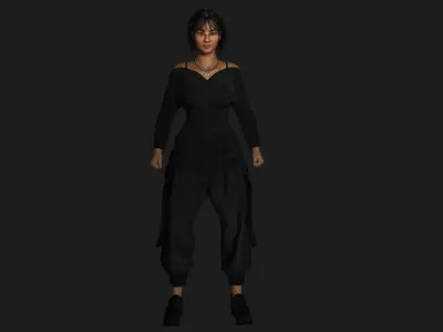 AAA 3D REALISTIC FEMALE CHARACTER - DARK SKIN WOMAN STREET STYLE Low-poly 3D model