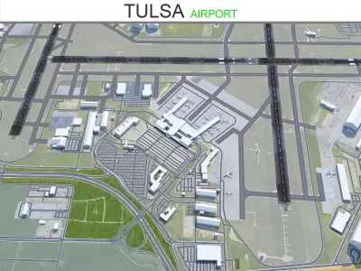 Tulsa Airport 12km Low-poly 3D model