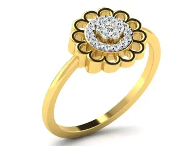 Light Weight Yellow Gold Diamond Ring DR-6385 3D print model