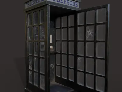 Low Poly Street Telephone Low-poly 3D model