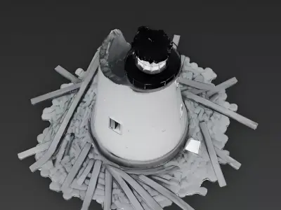 Repurposed Post-Apocalyptic Lighthouse Shelter 3D Model Low-poly 3D model