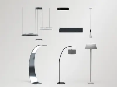 Lighting Set - 13 Lamps with unique design Low-poly 3D model