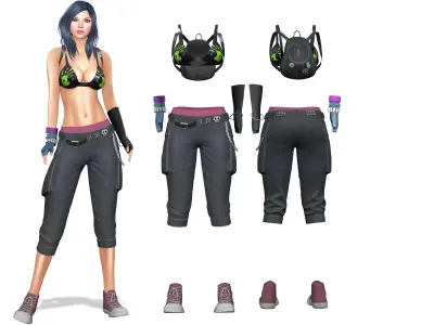 Toxic Cheeky Street Punk Outfit Low-poly 3D model