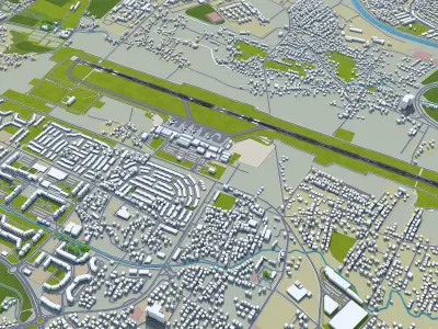 Sarajevo Airport 10km Low-poly 3D model