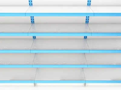 Supermarket Double Shelf Module 3D model