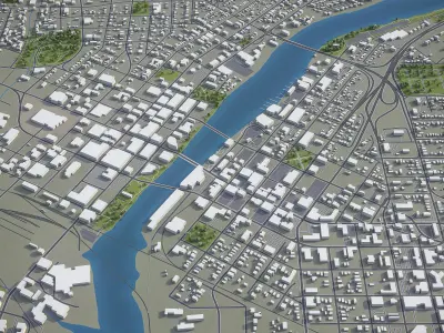 Rockford - Illinois  Low-poly 3D model