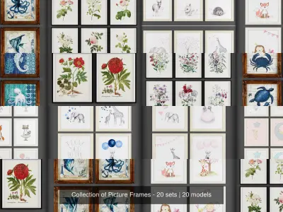 Collection of Picture Frames - 20 sets 3D Model Pack 16