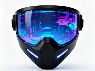 Futuristic Cyberpunk HUD Visor 3D Model Low-poly 3D model