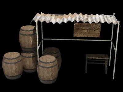 Old ancient rest place low-poly game asset Low-poly 3D model
