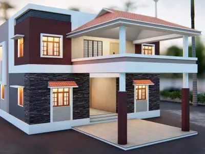 House 64 with Aerial view 3D model