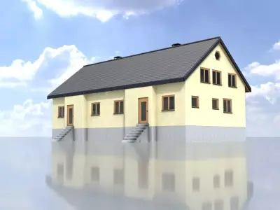 Modern multi-family house version 2 Low-poly 3D model