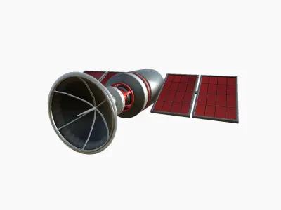 Satellite D04 Steel Red - SciFi Space Design Low-poly 3D model