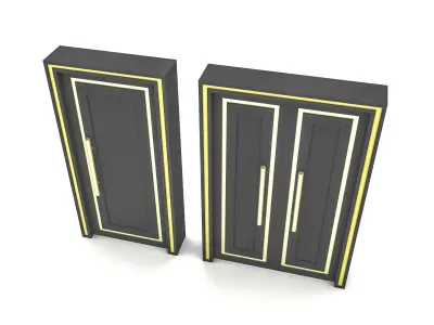 modern gold and black door  Low-poly 3D model