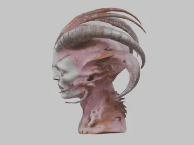 Fantasy Alien Head Bust Low-poly 3D model