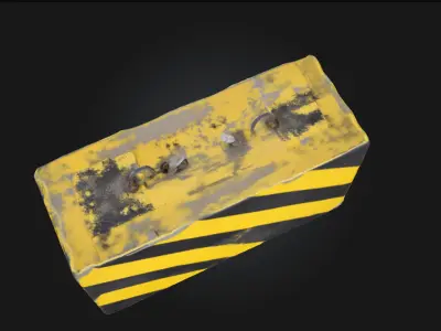 Caution Block Safety Barrier Prop 3D model