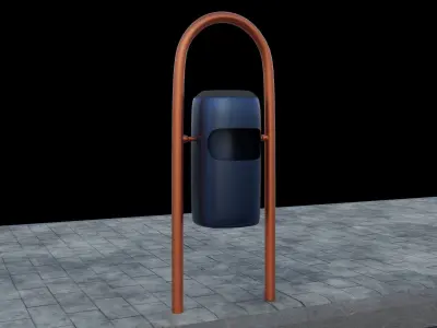 Trash Can - Street 3 Different Colors Low Poly 3D Model Low-poly 3D model