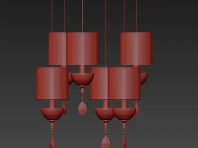 NUARE 6 chandelier with glass shades 3D model