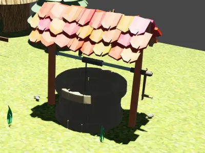 Low poly 3D model of a village Low-poly 3D model