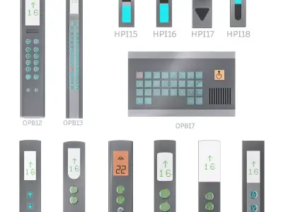 Floor indicators and elevator control panels - Collection 2 3D model