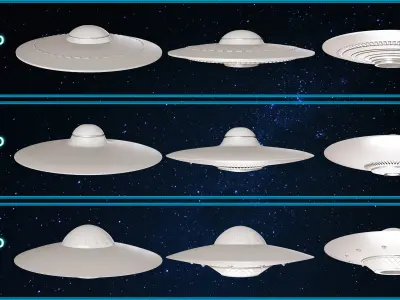 25 Sci Fi Flying Saucer UFO Base mesh V1 Low-poly 3D model