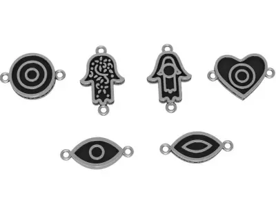 5 Hamsa Evil Eye Heart Pendant Necklace  3D print model