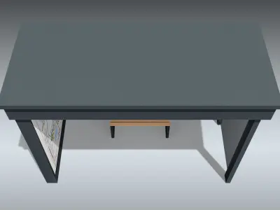 Bus Stop Shelter Low-poly 3D model