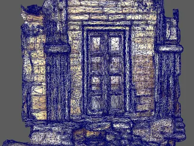 The structure of wooden door of the old Fort 3D model