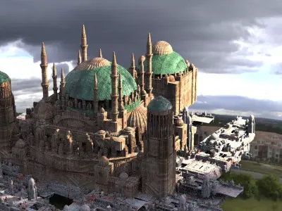 Naboo Inspired Dome 6 with city 3D model buy