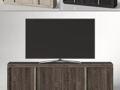 BEZIER PANEL 4-DOOR MEDIA CONSOLE 3D model