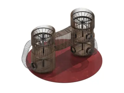 Playground 8 two wooden towers 3D model