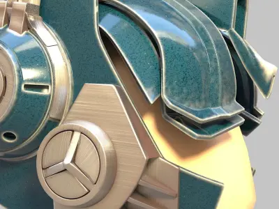 Bluish Tech Helmet 3D model