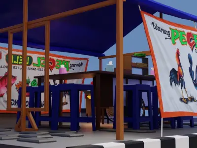 Warung Pecel Lele Lowpoly Isometric Low-poly 3D model