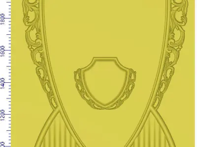 bedroom with ornate doors and mirrors 3D model