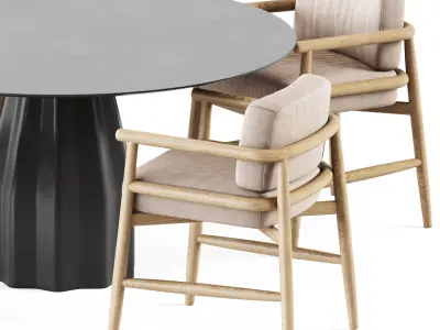 Burin Table D150 by Viccarbe and Armchair Teresina by Meridiani 3D model