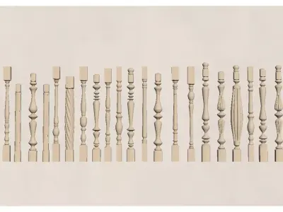 Stair handrail posts 3D model