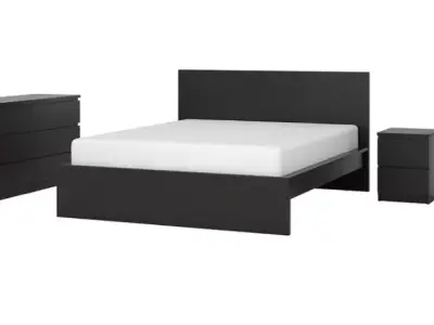 Modern Attic Bedroom Gaming Setup Full Interior Scene Ikea 3D model