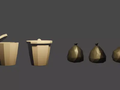 Trash Bin Pack - Low Poly Low-poly 3D model