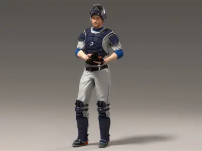  White Baseball Receiver Animated HQ 