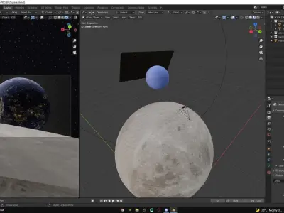 moon and astronaut looking earth landscape scene 3D model
