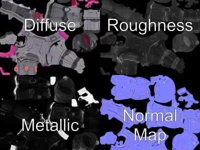 Futuristic Robot model pack Low-poly 3D model