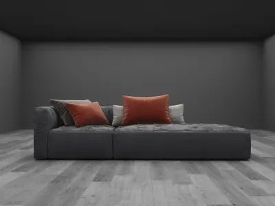 Sofa with wood floor and black wall  3D model